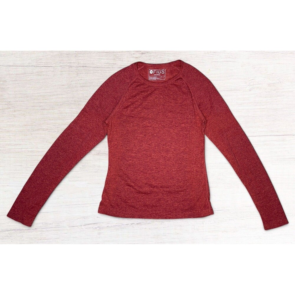 FIGS Salta Seamless Underscrub Shirt Womens MED Red  Long Sleeve Base Layer